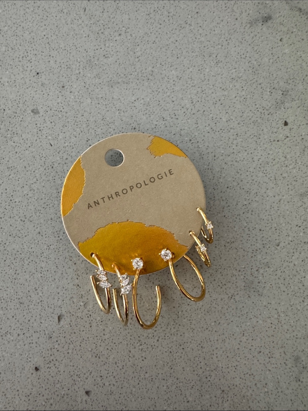 Anthropologie Gold Hoop and Crystal Stud Earring Set